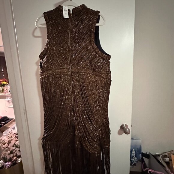 Anthropologie - PLUS SIZE Gold and brown dress - Picture 5 of 7